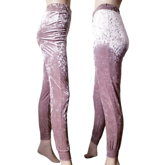 Coco Avante Light Brown Mocha Velvet Joggers - Picture 4 of 7